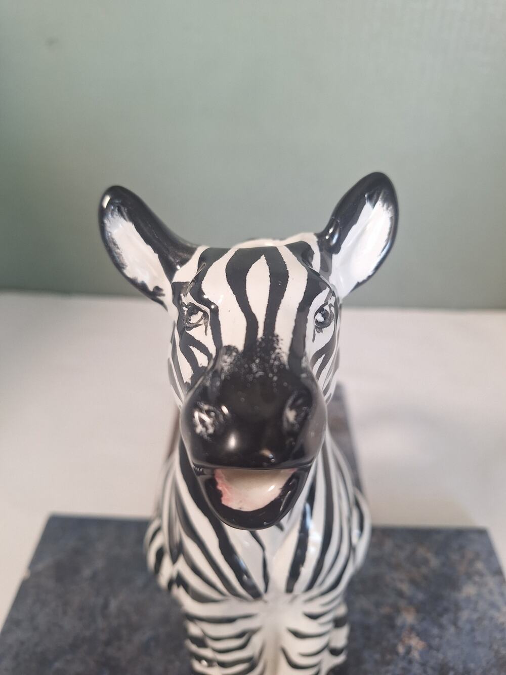 Vintage R.E.M.O Italy Ceramic Hand Painted Zebra Decanter Pitcher 1975